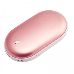 Portable Promotion Gift Powerbank Aluminum Double-side Heat Pebble Hand Warmer Power Bank for winter