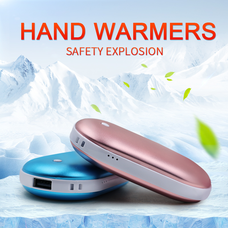 Portable Promotion Gift Powerbank Aluminum Double-side Heat Pebble Hand Warmer Power Bank for winter