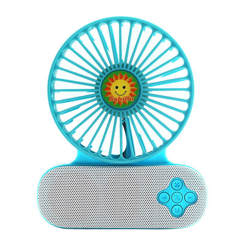 Portable Wireless Bluetooth Speakers Mini Desk Fan Rechargeable Battery Operated for Laptop Table