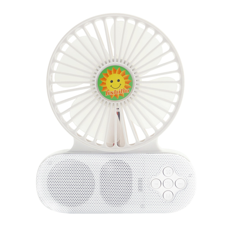 Portable Wireless Bluetooth Speakers Mini Desk Fan Rechargeable Battery Operated for Laptop Table